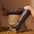 DAMEN-WESTERNSTIEFEL I BEQUEME PLATEAUSOHLE, SPITZKAPPE & BESTICKTES DESIGN